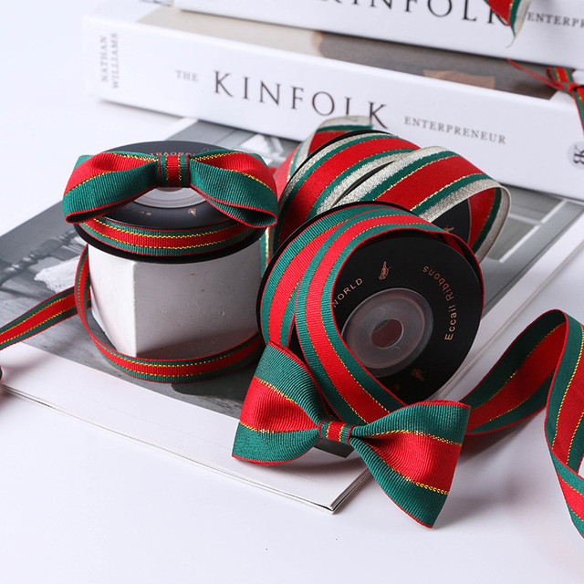 Christmas New Year Ribbon Gift Wrap Ribbon Decoration Plaid Flower Ribbon  Gift Box Striped Cake Ribbon - AliExpress